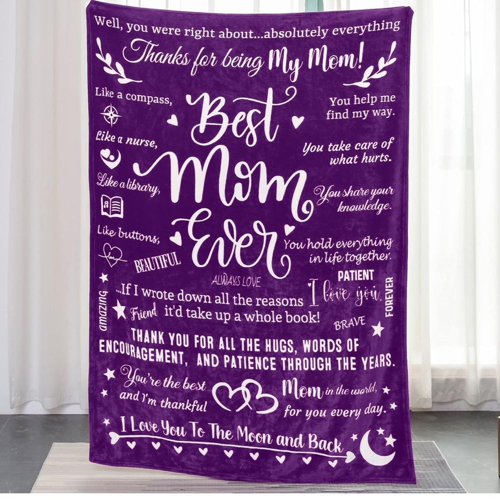 Best mom blanket gift for grandma mom purple